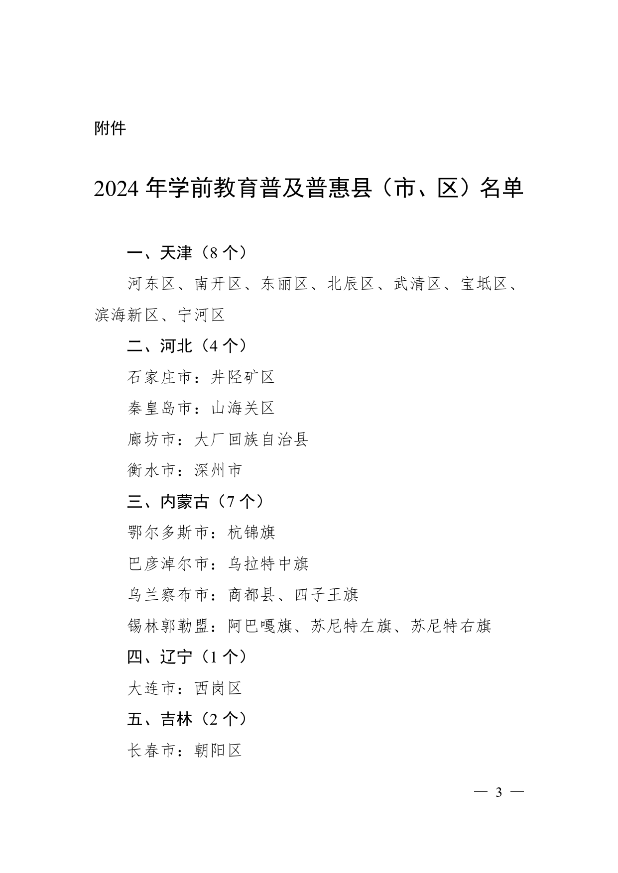 教育部公布2024年学前教育普及普惠县（市、区）名单